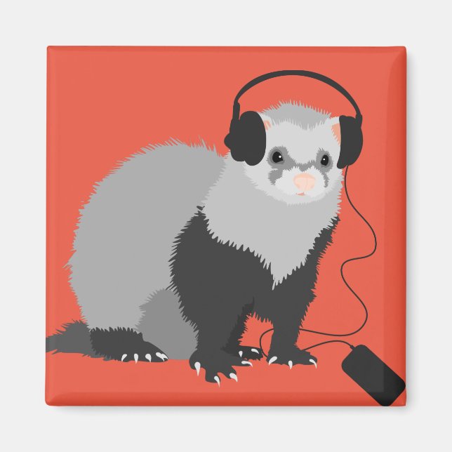 Funny Music Lover Ferret Magnet (Front)