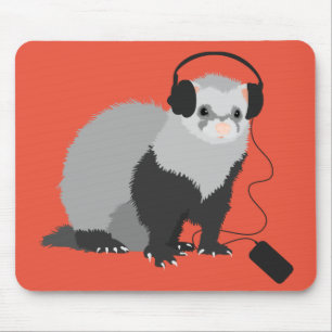 Funny Music Lover Ferret Mouse Mat