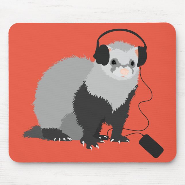 Funny Music Lover Ferret Mouse Mat (Front)
