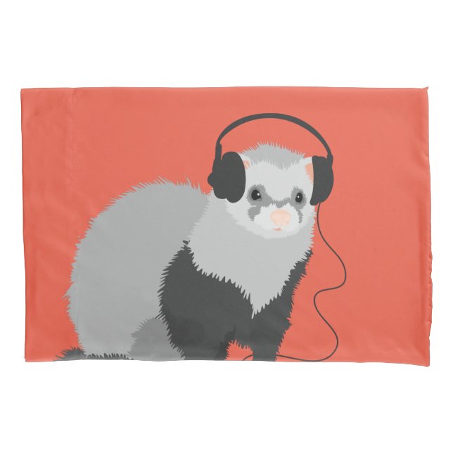 Funny Music Lover Ferret Pillowcase (Front)