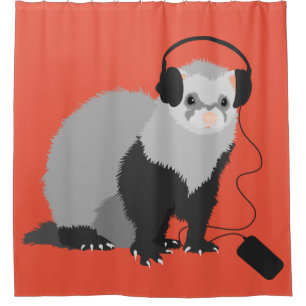 Funny Music Lover Ferret Shower Curtain