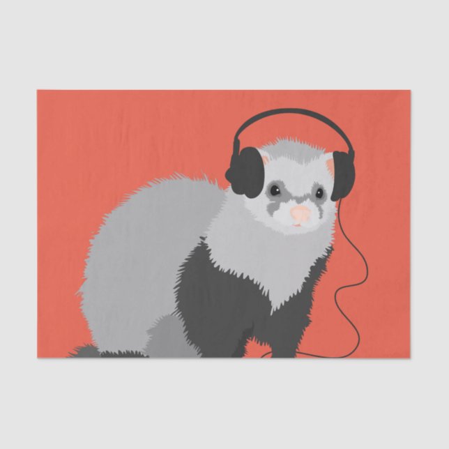 Funny Music Lover Ferret Tissue Paper (Front)
