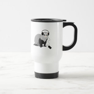 Funny Music Lover Ferret With Headphones Travel Mug