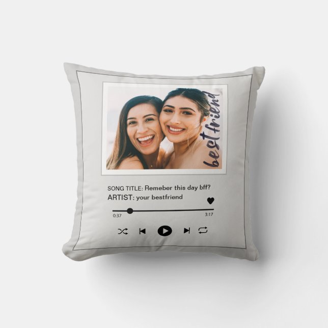 funny music player bestfriend photo keepsake cushion (Front)