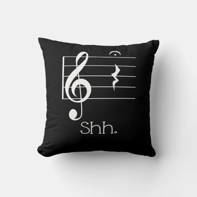 Funny Music Shh Quarter Rest and Fermata Musician Cushion (Front)