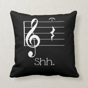 Funny Music Shh Quarter Rest and Fermata Musician Cushion