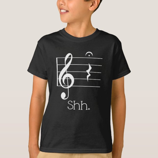 Funny Music Shh Quarter Rest and Fermata Musician T-Shirt (Front)