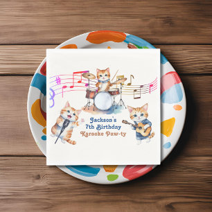 Funny Musical Cats Karaoke Kids Birthday Party  Napkin