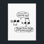 Funny Musical Compliments Cartoon: Version II Postcard<br><div class="desc">Postcard Vertical Template</div>