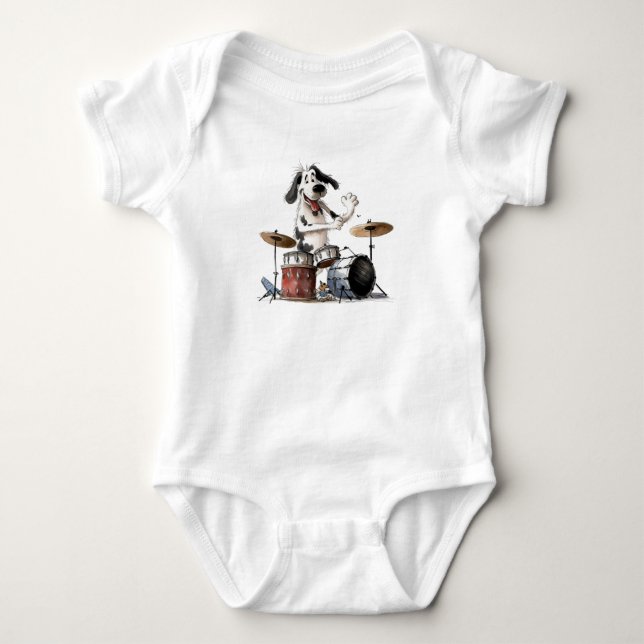 Funny Musical Dog Baby Bodysuit (Front)