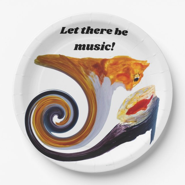 Funny Musical Ginger Cat Paper Plate (Front)