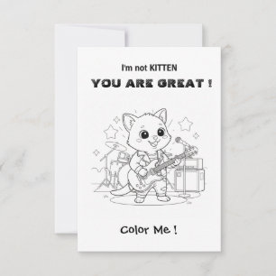 Funny Musician cat  coloring card and maze