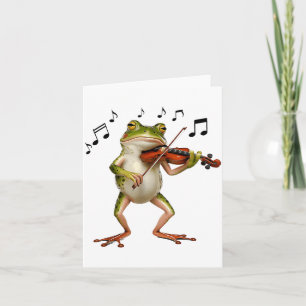Funny Musician Violinist Cute Frog Playing Violin  Card