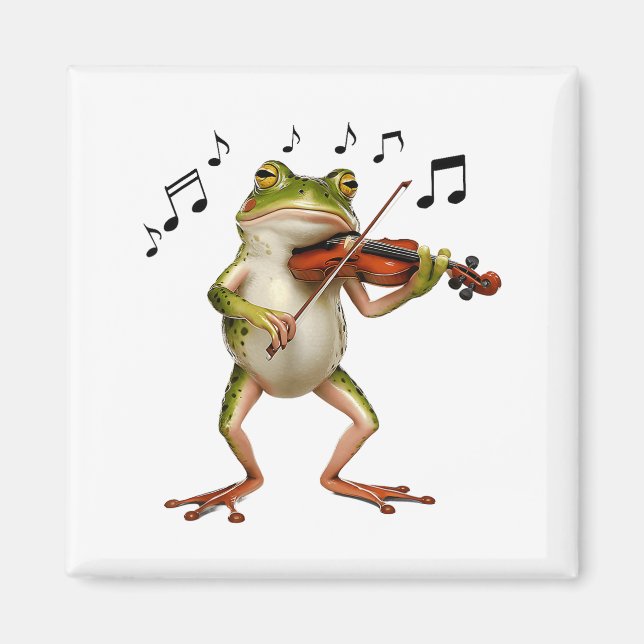 Funny Musician Violinist Cute Frog Playing Violin  Magnet (Front)