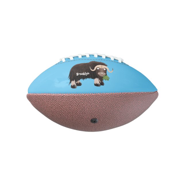 Funny musk ox cartoon illustration american football (Rotated 270)