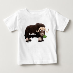 Funny musk ox cartoon illustration baby T-Shirt