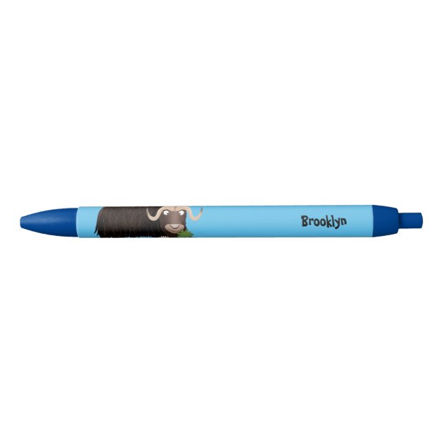 Funny musk ox cartoon illustration  black ink pen (Front)