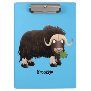 Funny musk ox cartoon illustration clipboard
