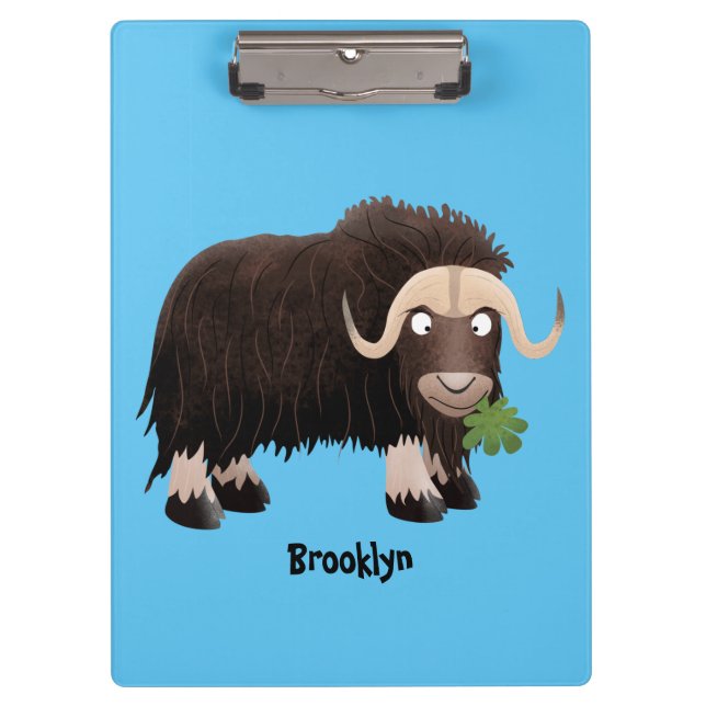 Funny musk ox cartoon illustration clipboard (Front)