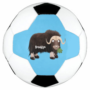 Funny musk ox cartoon illustration football