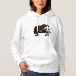 Funny musk ox cartoon illustration hoodie