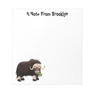Funny musk ox cartoon illustration notepad