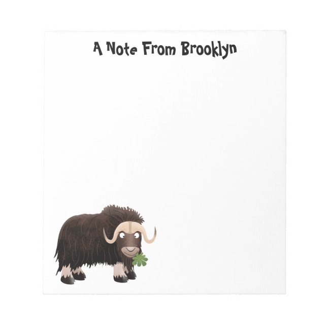 Funny musk ox cartoon illustration notepad (Front)