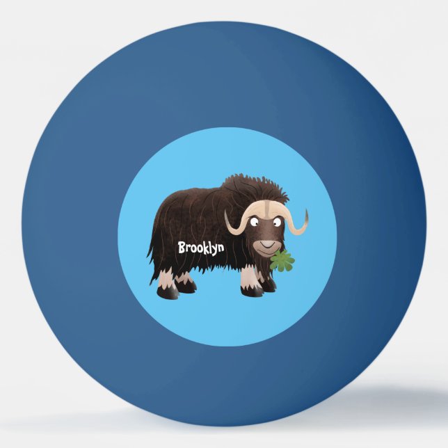 Funny musk ox cartoon illustration ping pong ball (Front)