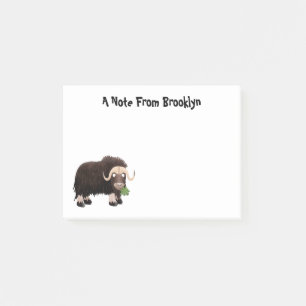 Funny musk ox cartoon illustration post-it notes