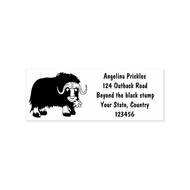 Funny musk ox cartoon illustration rubber stamp (Imprint)
