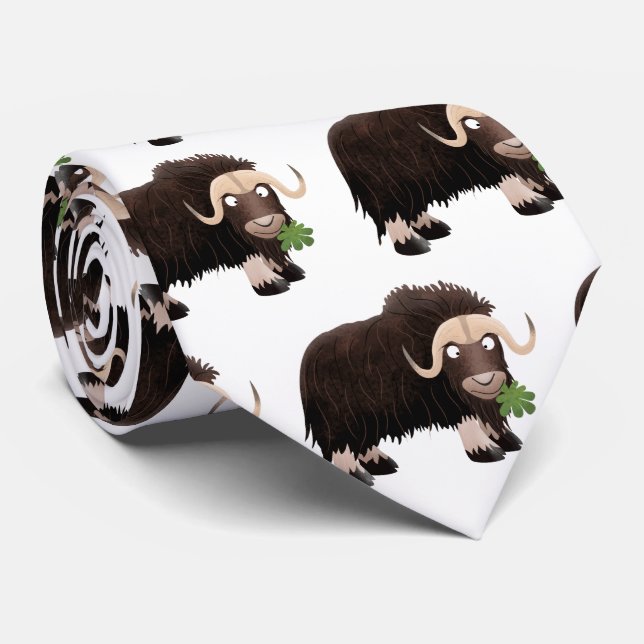 Funny musk ox cartoon illustration tie (Rolled)