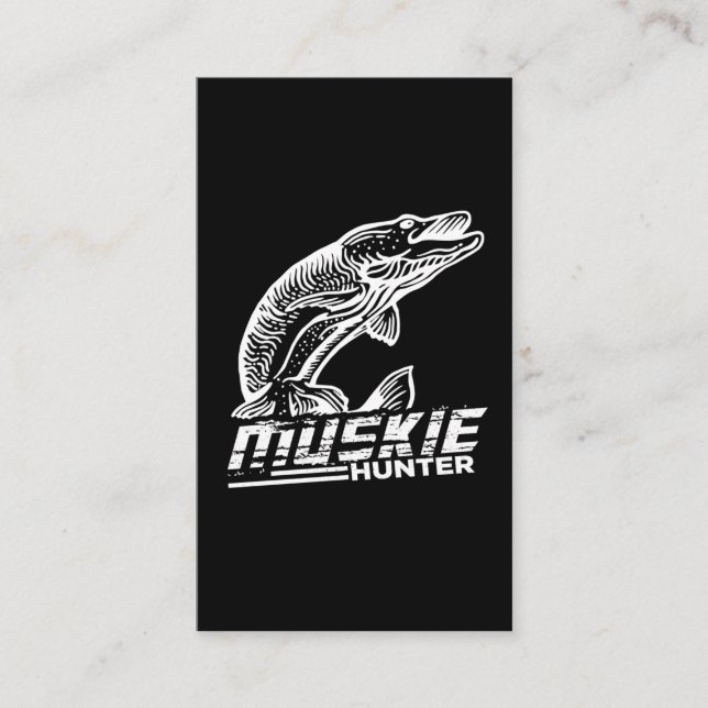 Funny Muskellunge Fish Muskie Hunter Musky Fishing Business Card (Front)