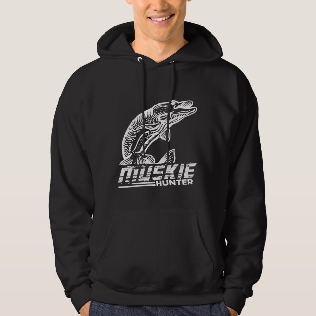 Funny Muskellunge Fish Muskie Hunter Musky Fishing Hoodie (Front)