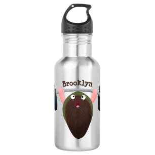 Funny mussel working out cartoon illustration 532 ml water bottle