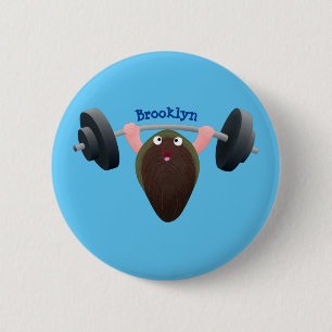 Funny mussel working out cartoon illustration 6 cm round badge