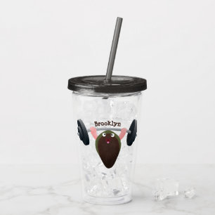 Funny mussel working out cartoon illustration acrylic tumbler