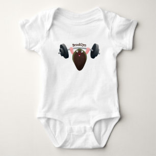 Funny mussel working out cartoon illustration baby bodysuit