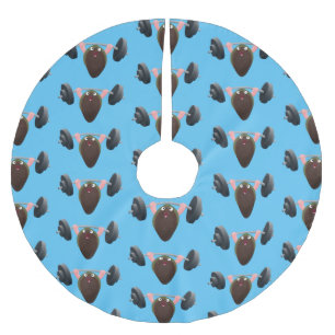 Funny mussel working out cartoon illustration  brushed polyester tree skirt