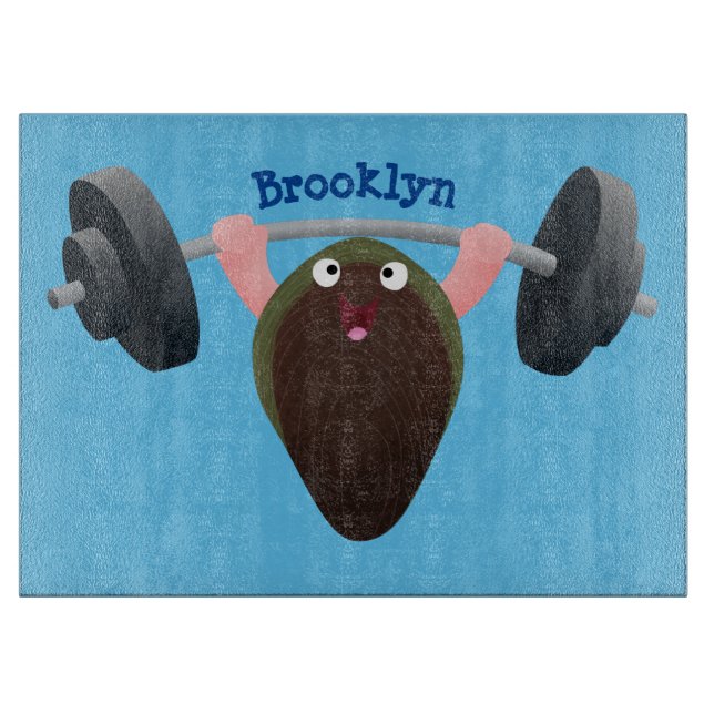 Funny mussel working out cartoon illustration cutting board (Front)