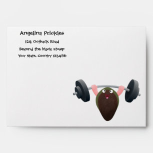 Funny mussel working out cartoon illustration envelope