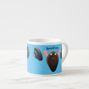 Funny mussel working out cartoon illustration espresso cup