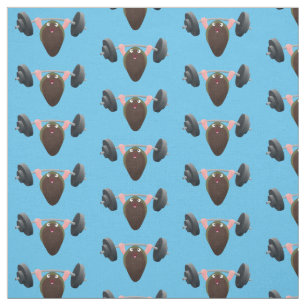 Funny mussel working out cartoon illustration  fabric