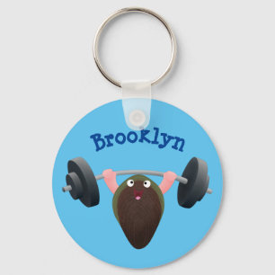Funny mussel working out cartoon illustration key ring