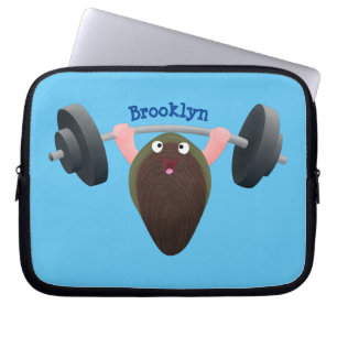 Funny mussel working out cartoon illustration laptop sleeve