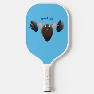 Funny mussel working out cartoon illustration pickleball paddle