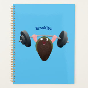 Funny mussel working out cartoon illustration planner