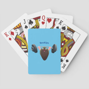 Funny mussel working out cartoon illustration playing cards