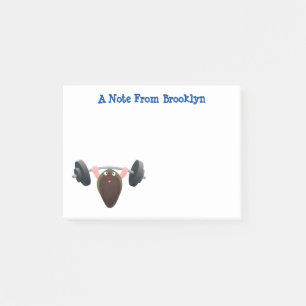 Funny mussel working out cartoon illustration post-it notes