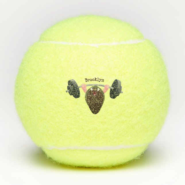 Funny mussel working out cartoon illustration tennis balls (Front)