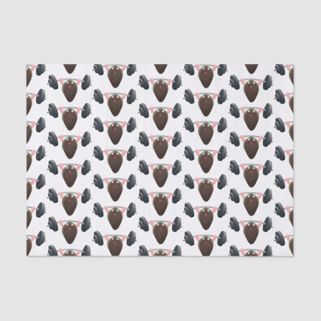 Funny mussel working out cartoon illustration  tissue paper (Front)